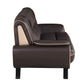 64" Brown And Silver Faux Leather Love Seat