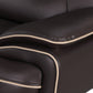 64" Brown And Silver Faux Leather Love Seat