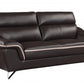 86" Brown Leather Sofa With Silver Legs