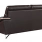 86" Brown Leather Sofa With Silver Legs