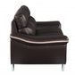 86" Brown Leather Sofa With Silver Legs