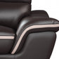 86" Brown Leather Sofa With Silver Legs