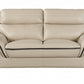 69" Beige And Silver Faux Leather Love Seat