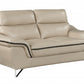 69" Beige And Silver Faux Leather Love Seat