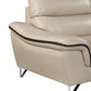 69" Beige And Silver Faux Leather Love Seat