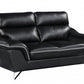 69" Black And Silver Faux Leather Love Seat