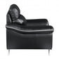 69" Black And Silver Faux Leather Love Seat