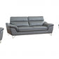 Three Piece Indoor Gray Genuine Leather Six Person Seating Set