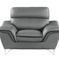 Three Piece Indoor Gray Genuine Leather Six Person Seating Set