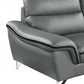 Three Piece Indoor Gray Genuine Leather Six Person Seating Set