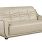 86" Beige Faux Leather Sofa With Black Legs