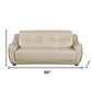 86" Beige Faux Leather Sofa With Black Legs