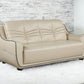 86" Beige Faux Leather Sofa With Black Legs