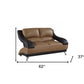 62" Brown And Silver Faux Leather Love Seat