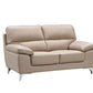 64" Beige And Silver Faux Leather Love Seat