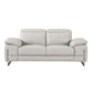 71" Light Gray And Silver Genuine Leather Loveseat