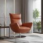 Orange And Silver Genuine Leather Lounge Chair