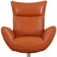 Orange And Silver Genuine Leather Lounge Chair