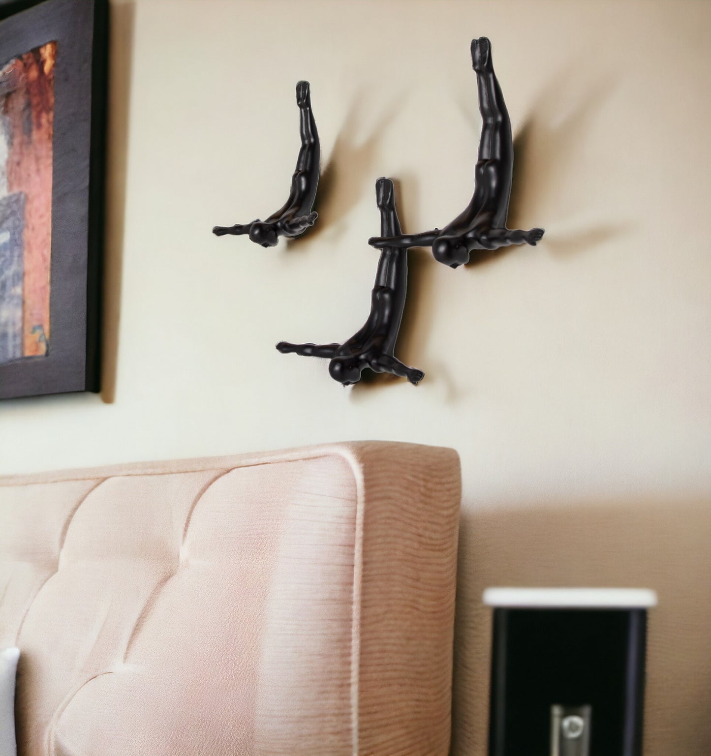 Set of Three 7" Bronze Divers Resin Wall Decor