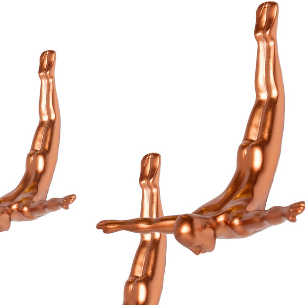 Set of Three 7 Bronze Divers Resin Wall Decor