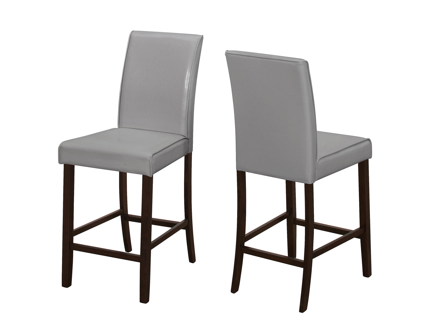 Set of Two 25 " Gray And Brown Solid Wood Counter Height Bar Chairs