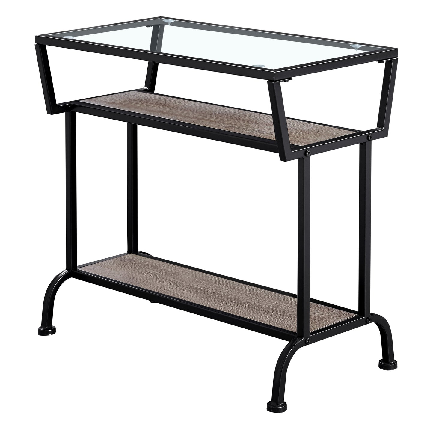 24" Clear And Black Glass Console Table With Storage