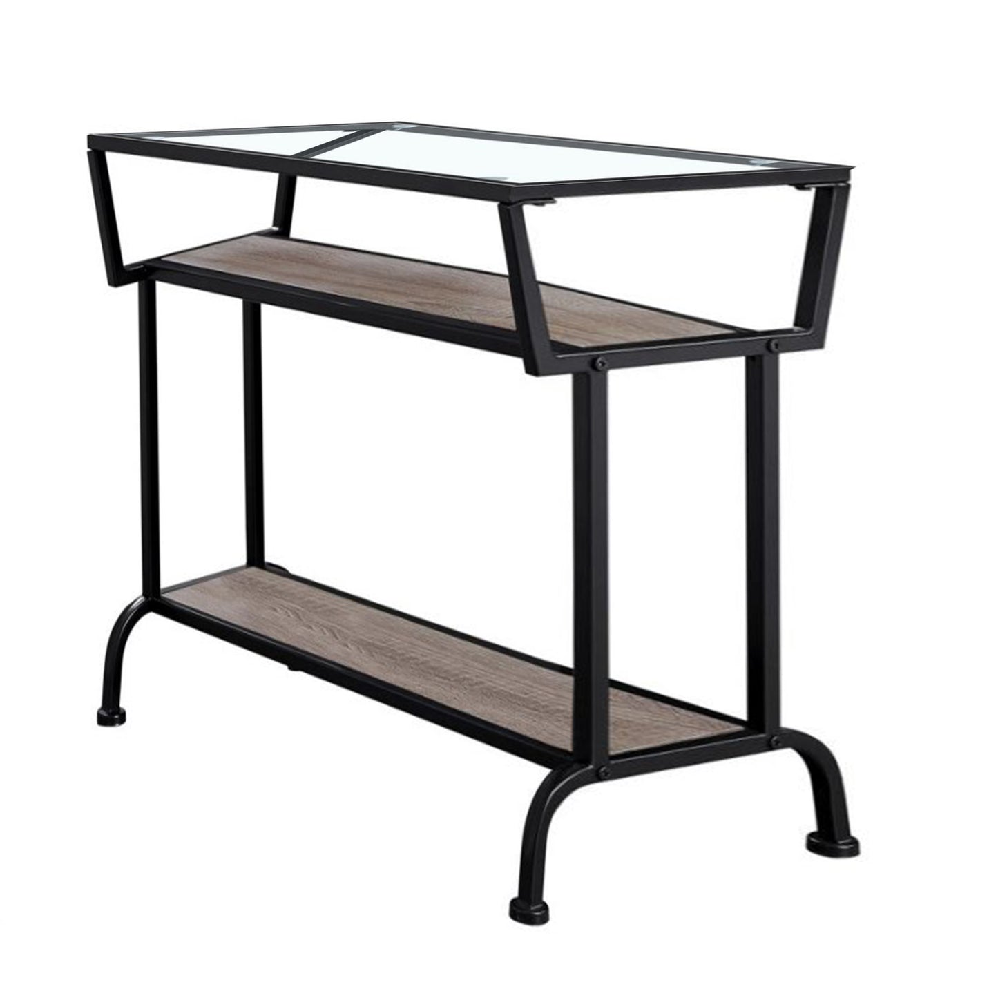 24" Clear And Black Glass Console Table With Storage