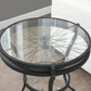 24" Black And Clear Glass Round End Table With Shelf