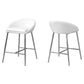 Set of Two 24 " White And Silver Metal Low Back Bar Chairs