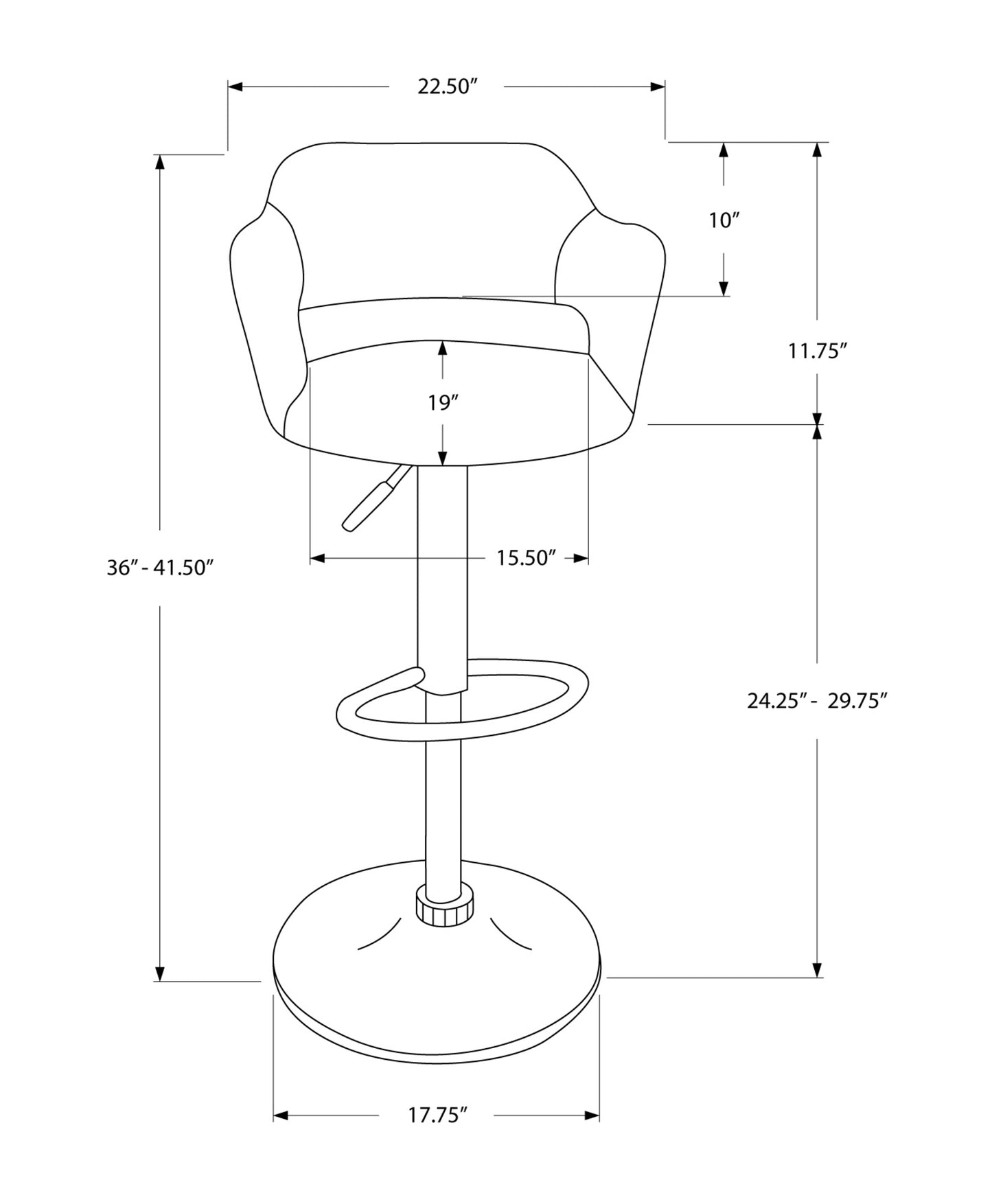 24 " White And Silver Metal Low Back Bar Height Bar Chair