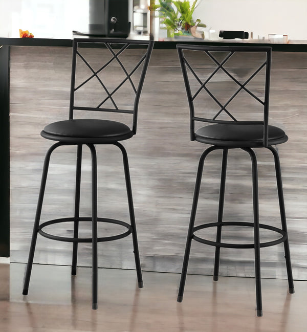 Set of Two 28  Black Metal Bar Chairs