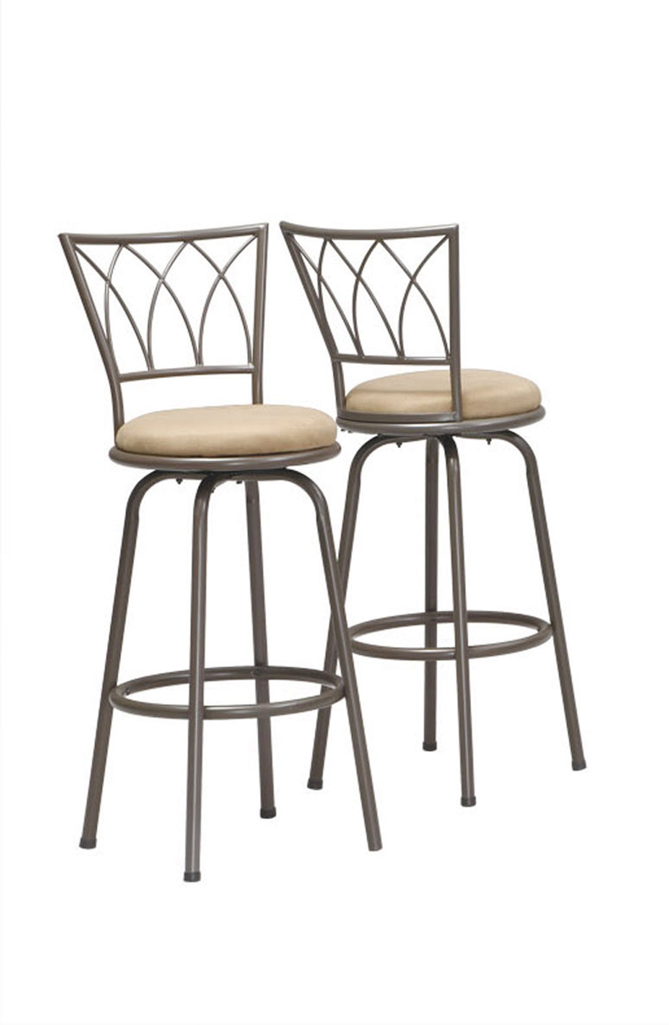 Set of Two 30 " Beige And Gray Metal Bar Chairs