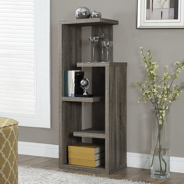 47 Dark Taupe Wood Etagere Bookcase