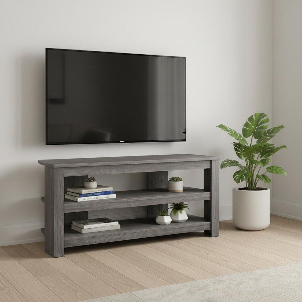 42" Ash Gray Open Shelving TV Stand