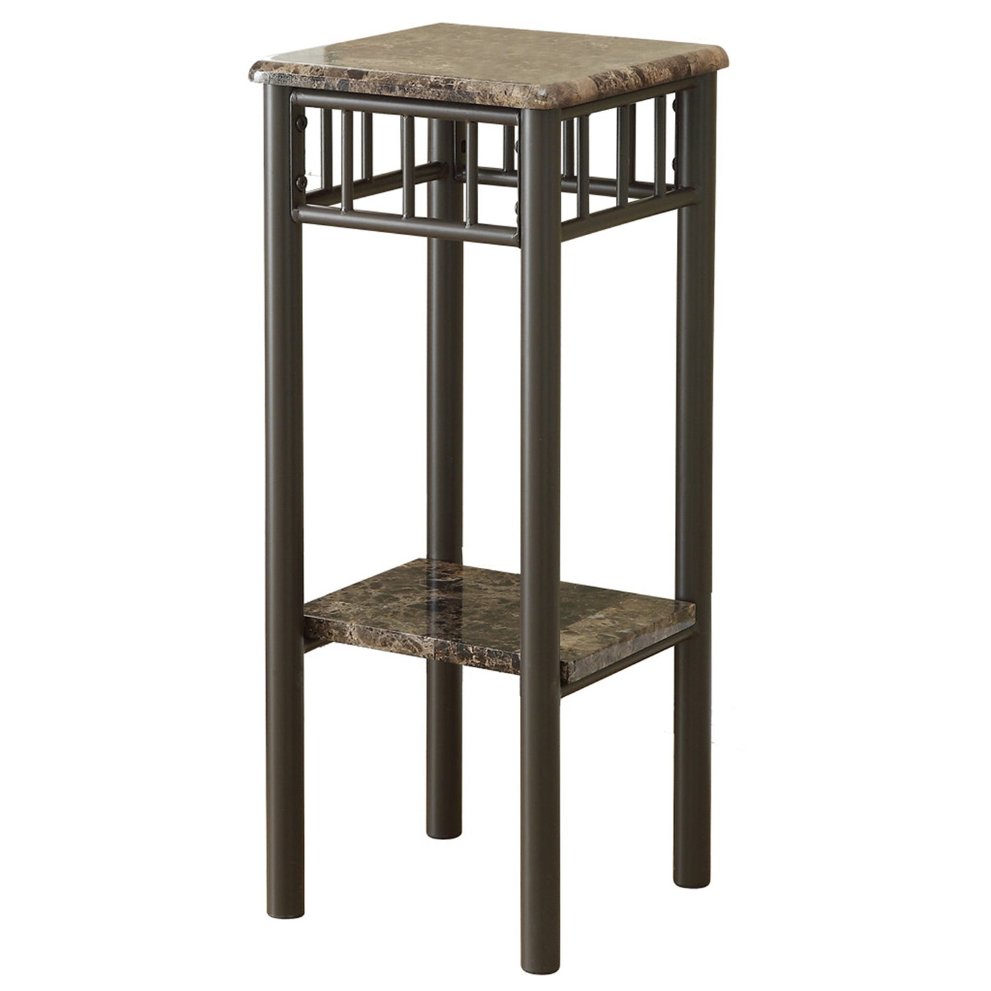 28" Black And Brown Square End Table With Shelf