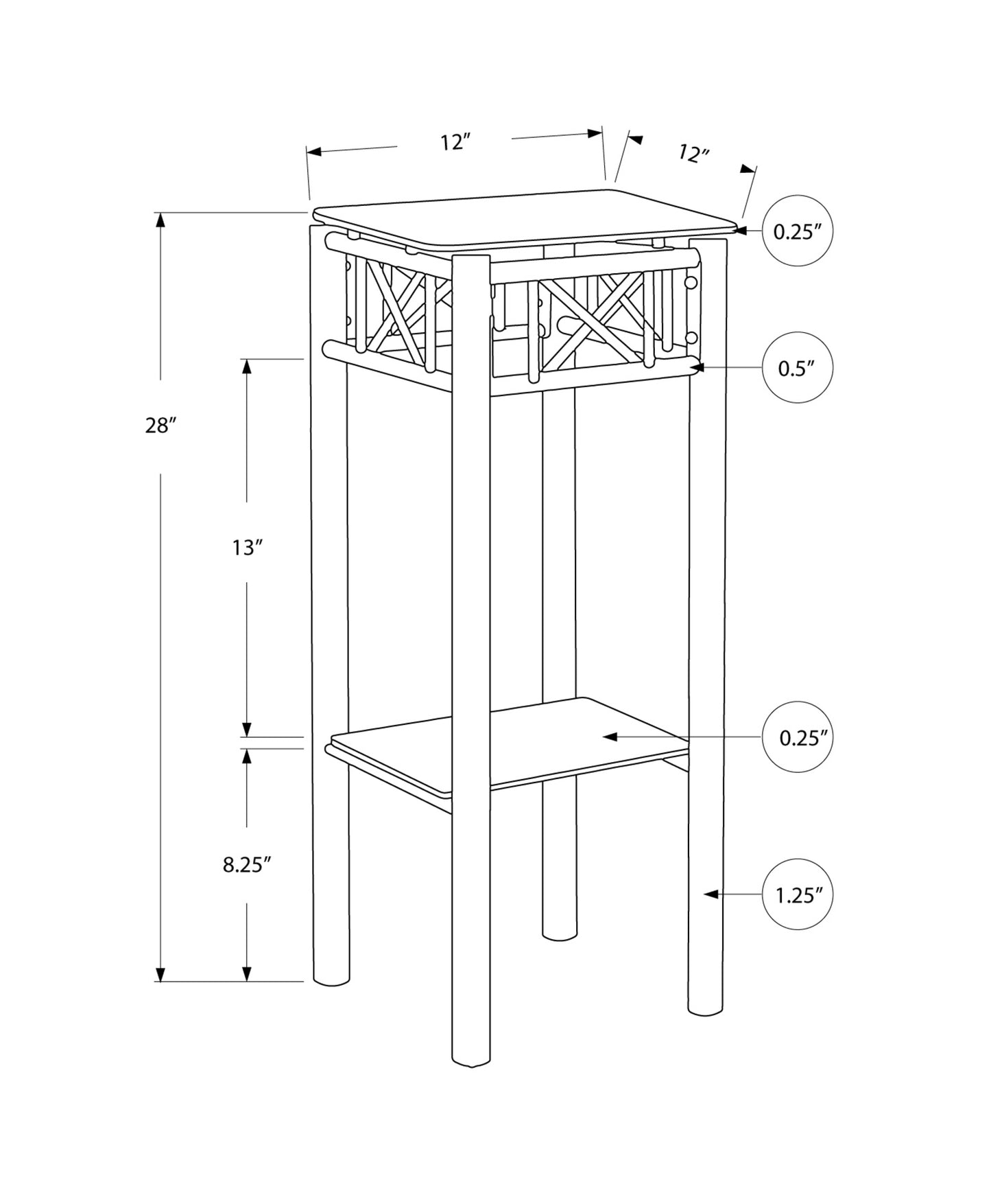 28" Black And Clear Glass Square End Table With Shelf