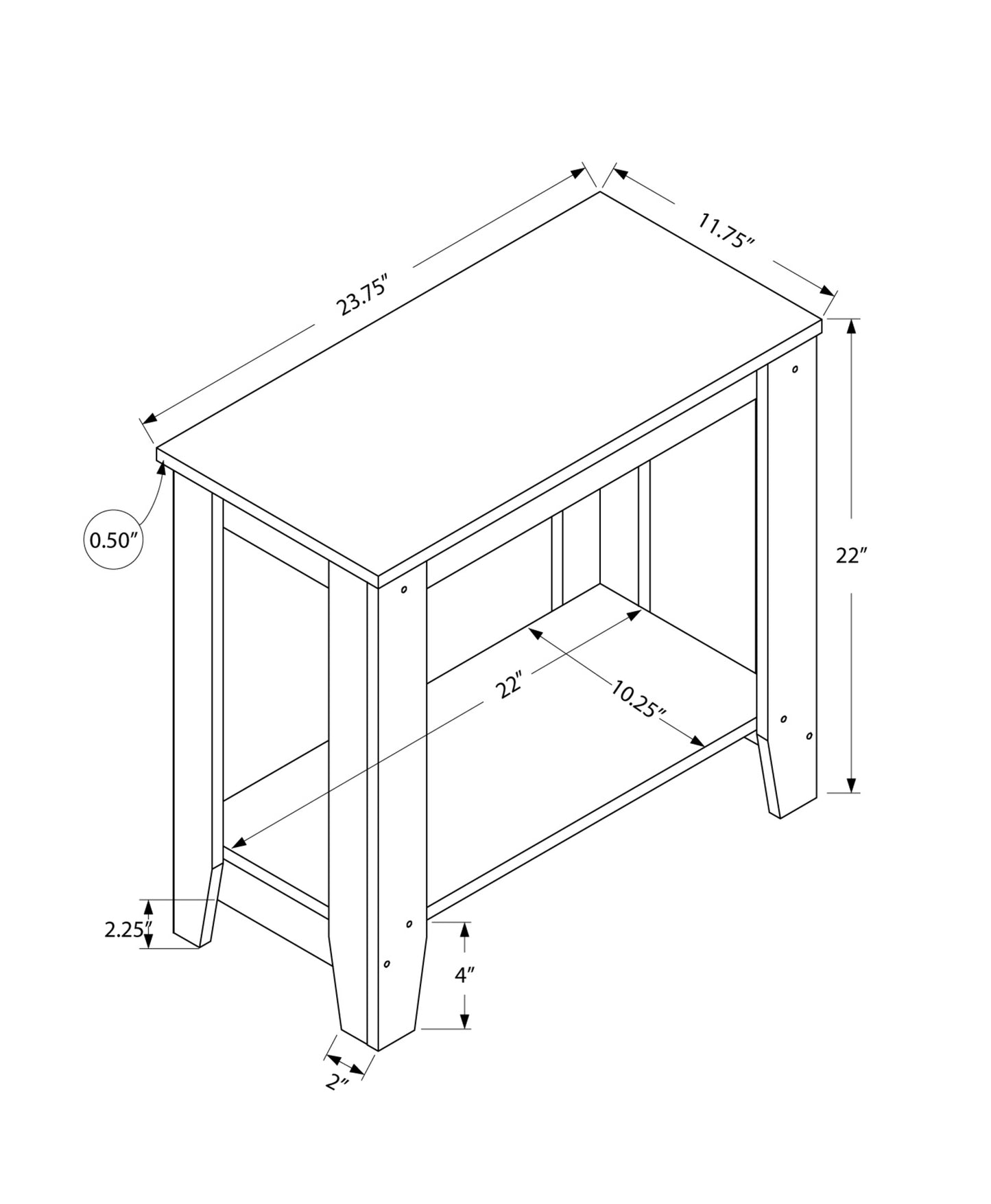 22" White End Table With Shelf