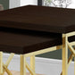 Set of Two 41" Gold And Brown Nested Tables