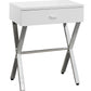 22" Silver And White End Table With Drawer