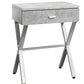 22" Silver And White End Table With Drawer