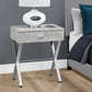 22" Silver And White End Table With Drawer