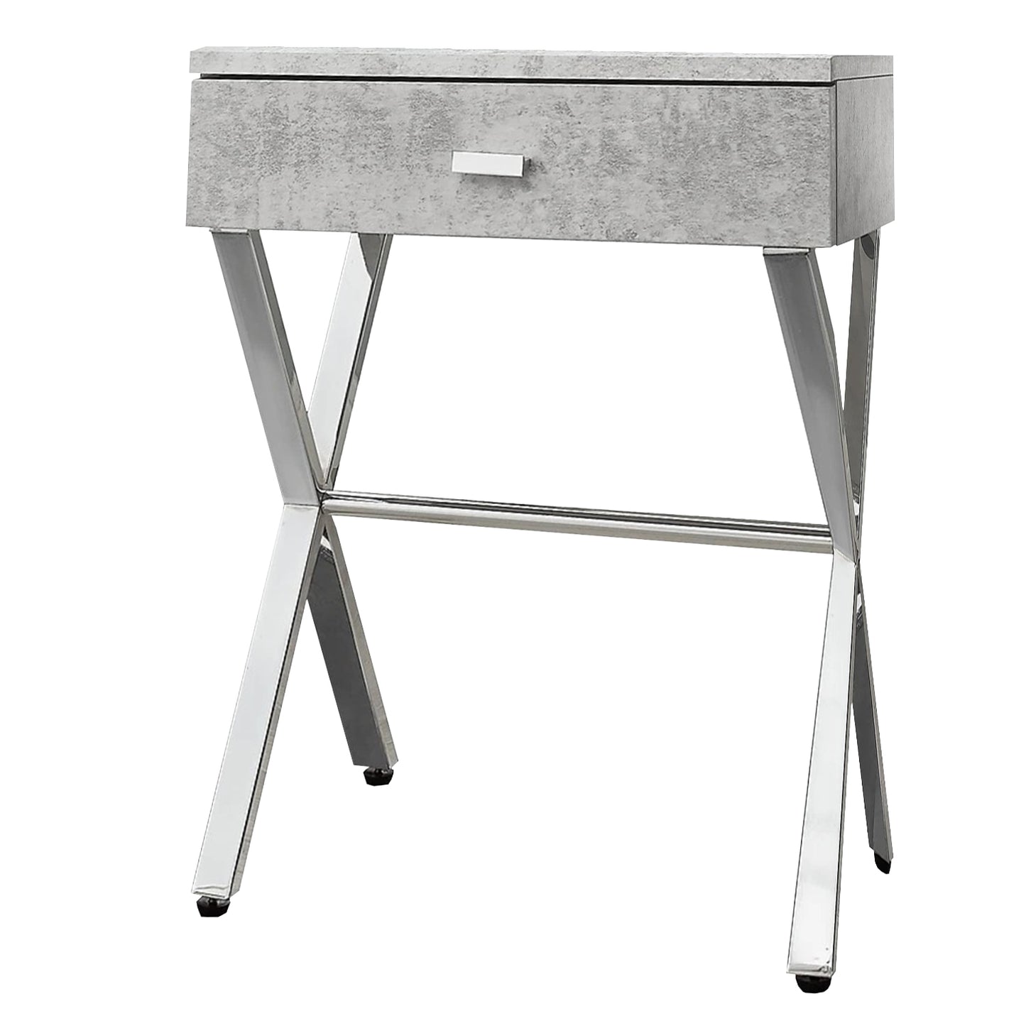 22" Silver And White End Table With Drawer