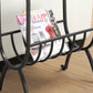 18" Clear And Black Glass Trestle Console Table With Storage