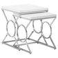 Set of Two 43" Silver And White Nested Tables