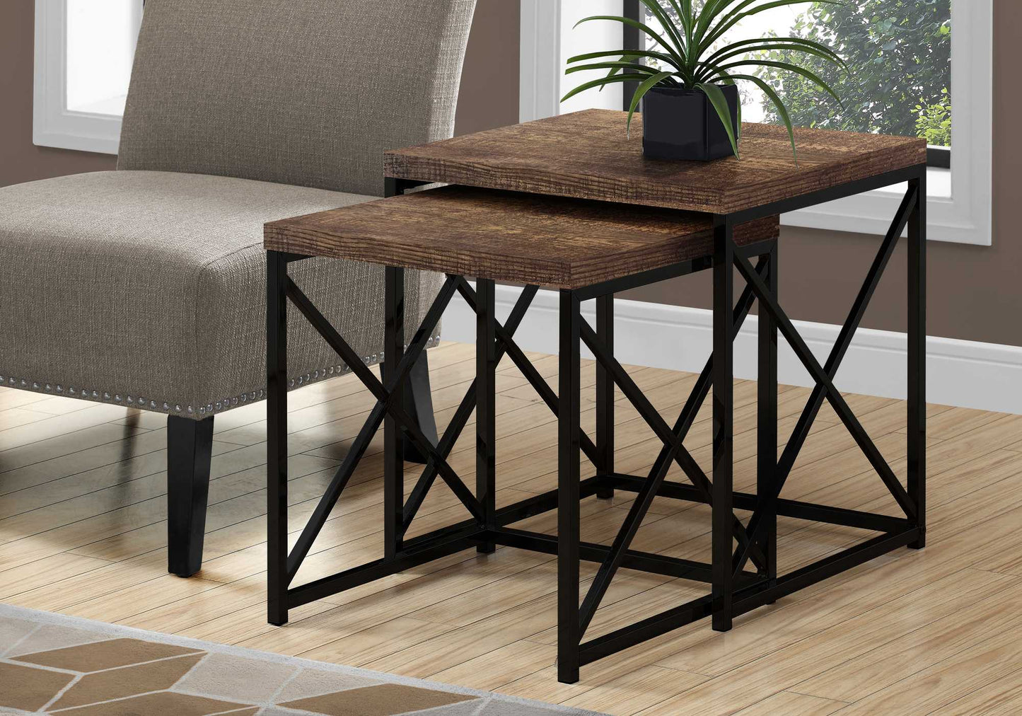 41" Black And Gray Nested Tables