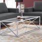 17.25" Chrome Metal And Clear Tempered Glass Coffee Table