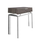 23" Silver And Deep Taupe End Table With Drawer