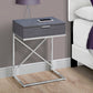 24" Silver And Taupe End Table With Drawer