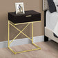 24" Gold And Black End Table With Drawer