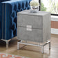 24" Silver And Gray End Table With Two Drawers